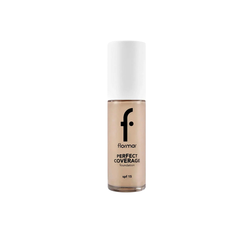 Flormar Perfect Coverage Highly Pigmented & Semi-gloss Finish SPF15 Foundation 30ml - 100 Light Ivory