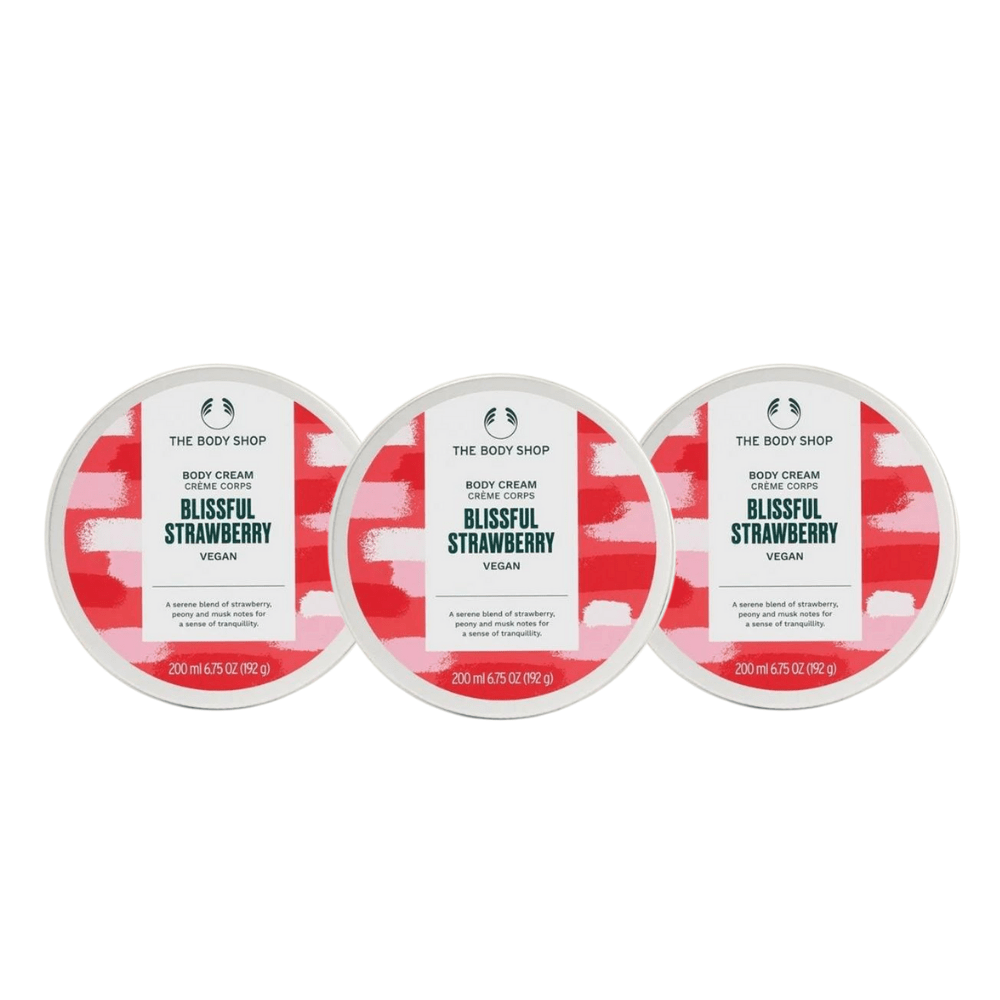 The Body Shop Blissful Strawberry Body Cream 200ml 3 Pack 757279514508