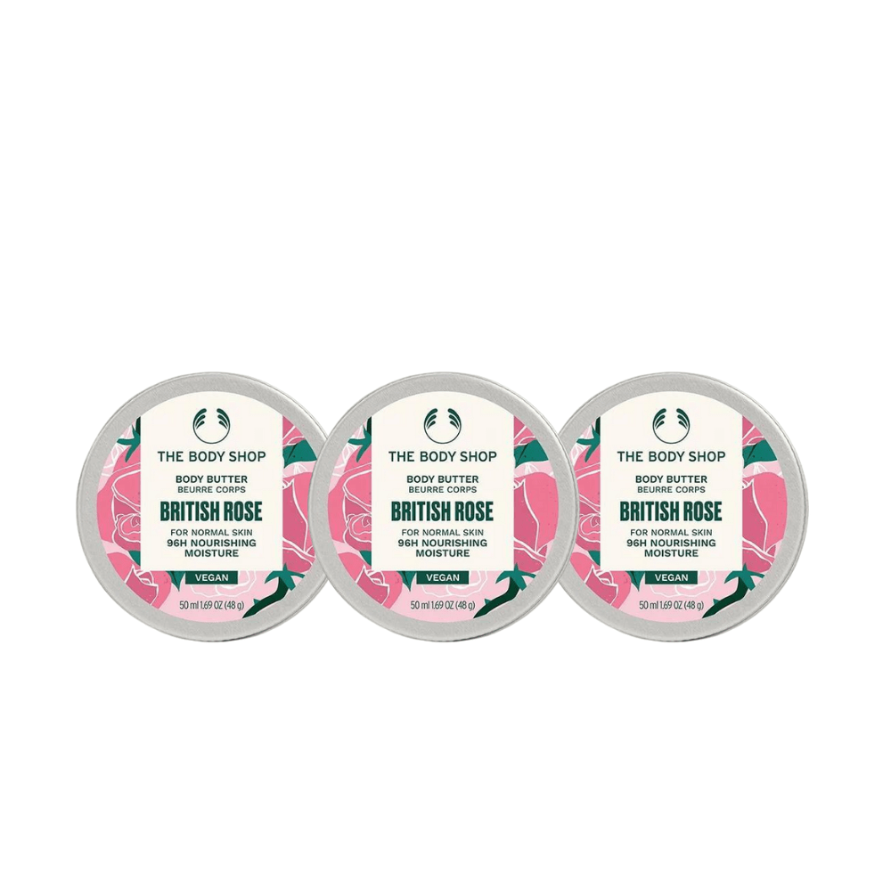 The Body Shop British Rose Body Butter 50ml 3 Pack 757279514461