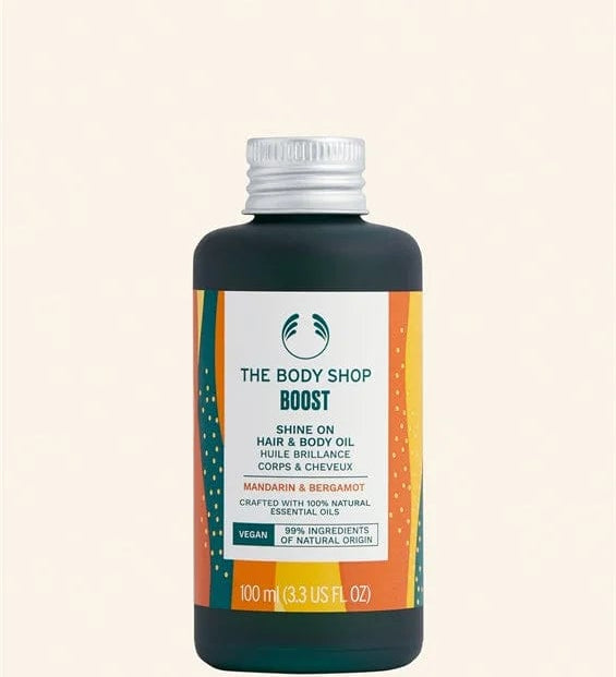 The Body Shop Boost Shine On Hair and Body Oil 100ml 5028197176990