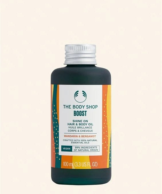 The Body Shop Boost Shine On Hair and Body Oil 100ml 5028197176990