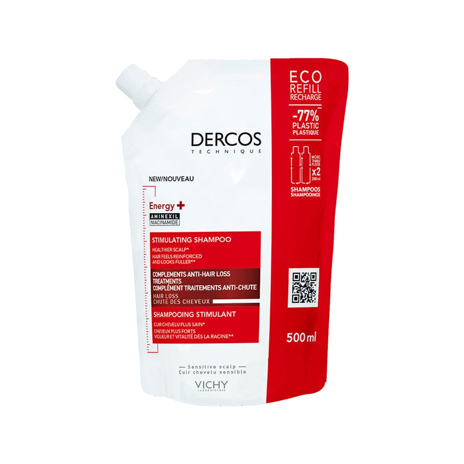 Vichy Dercos Energising Anti Hair Loss Shampoo Refill 500 ml - - Chivela